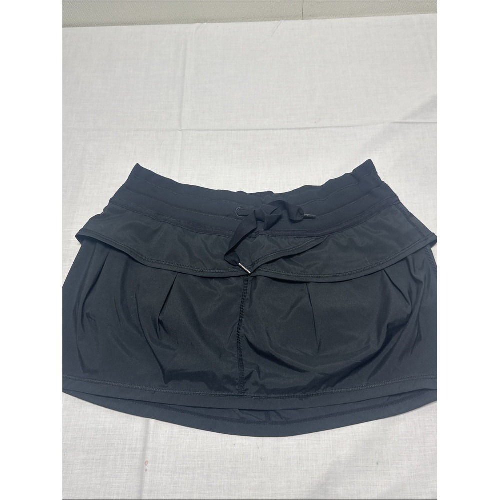 Lululemon Skort Solid Black Size 8 Ruffle Drawstring Pickleball Running Tennis